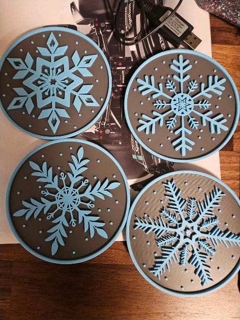 Snowflake Holiday Coasters, Set of 4