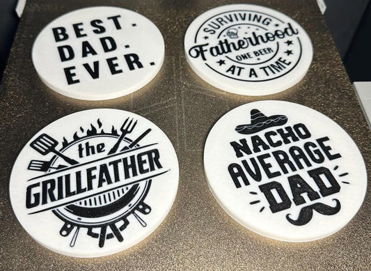 Funny Dad Coasters | 3D Printed Father’s Day Gift | Best Dad Ever | Drink Coasters for Dad