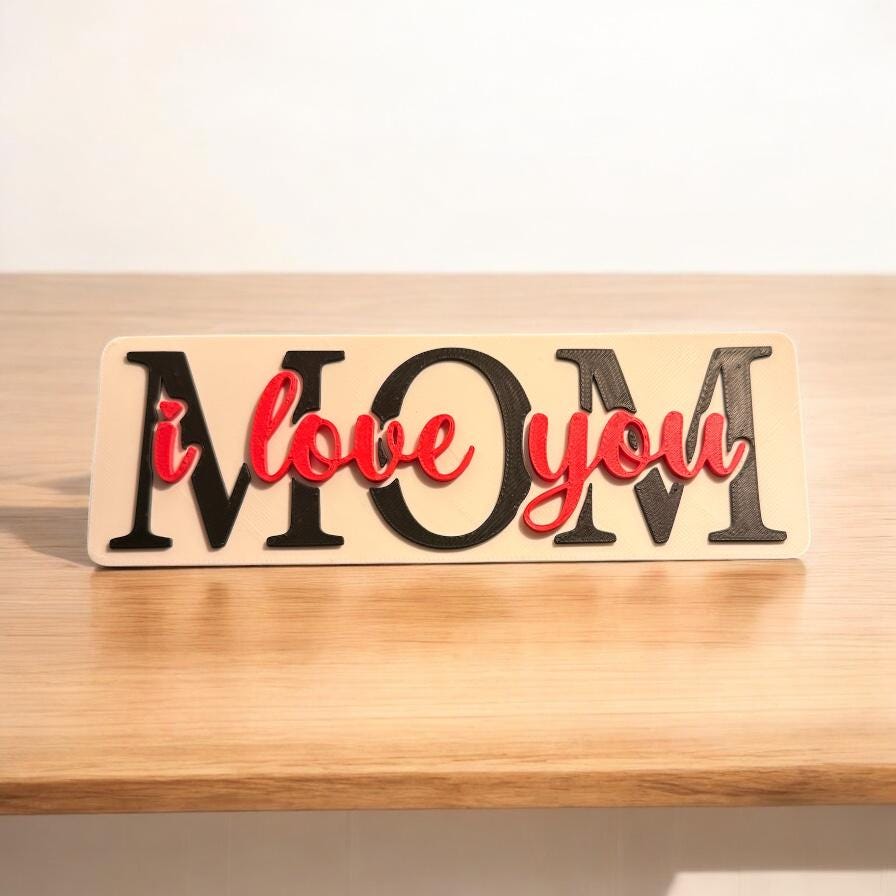 Personalized 3D Printed Mother’s Day Gift | Mom Mama Decor | Floral Heart Sign | Custom Mother Gift