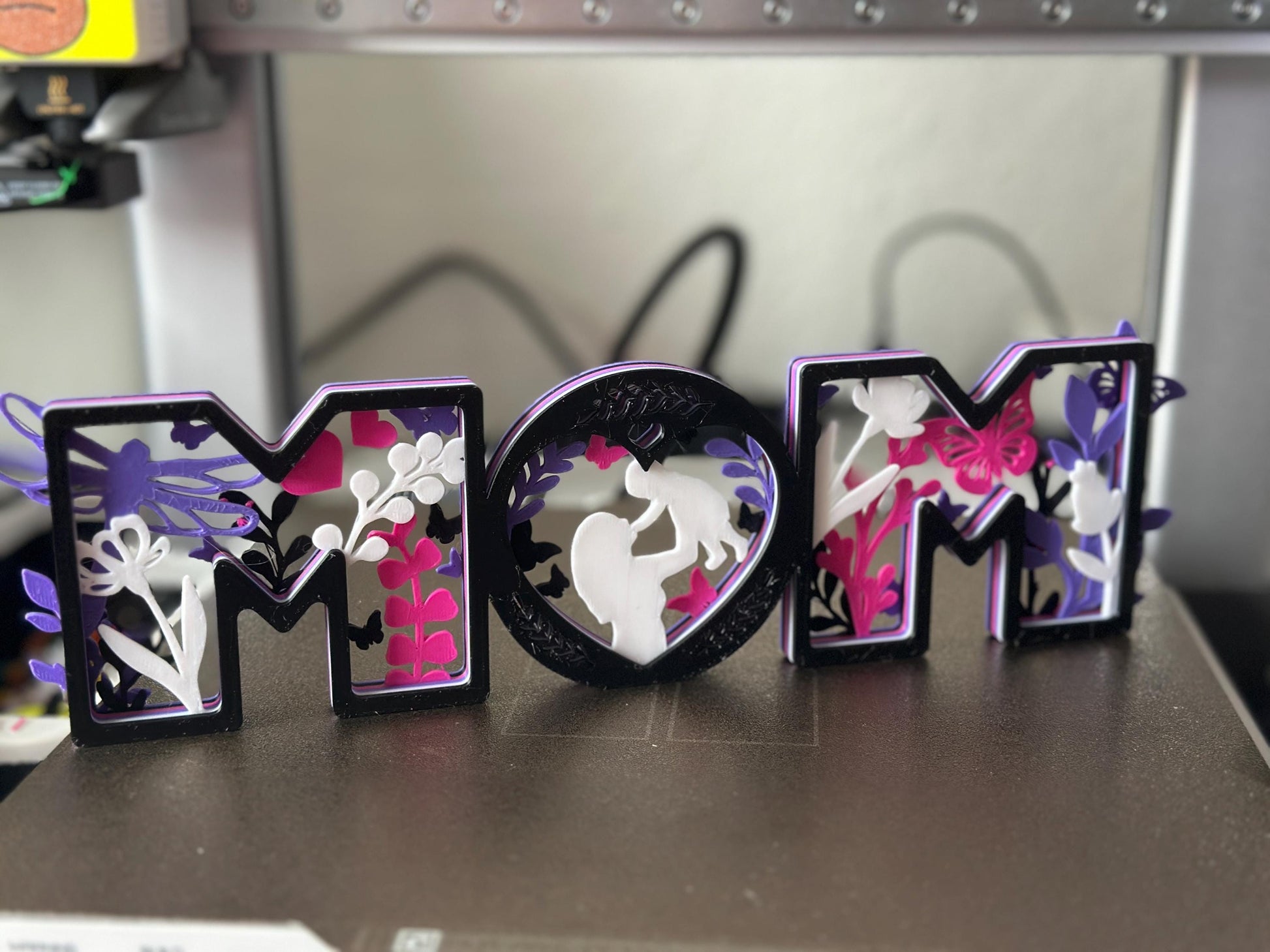 Personalized 3D Printed Mother’s Day Gift | Mom Mama Decor | Floral Heart Sign | Custom Mother Gift