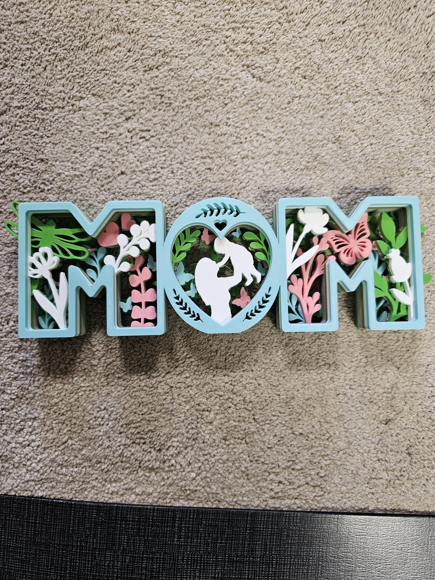 Personalized 3D Printed Mother’s Day Gift | Mom Mama Decor | Floral Heart Sign | Custom Mother Gift