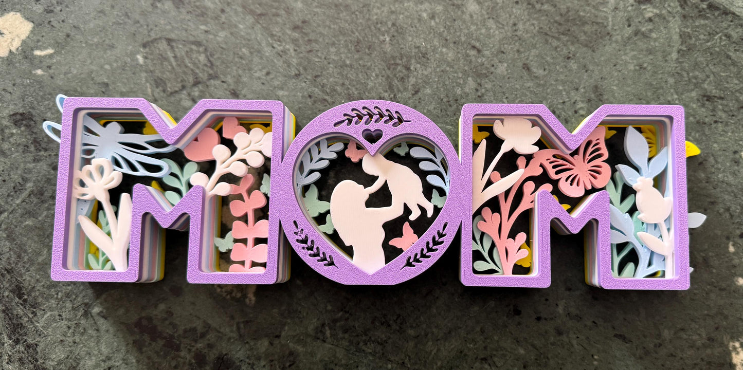 Personalized 3D Printed Mother’s Day Gift | Mom Mama Decor | Floral Heart Sign | Custom Mother Gift