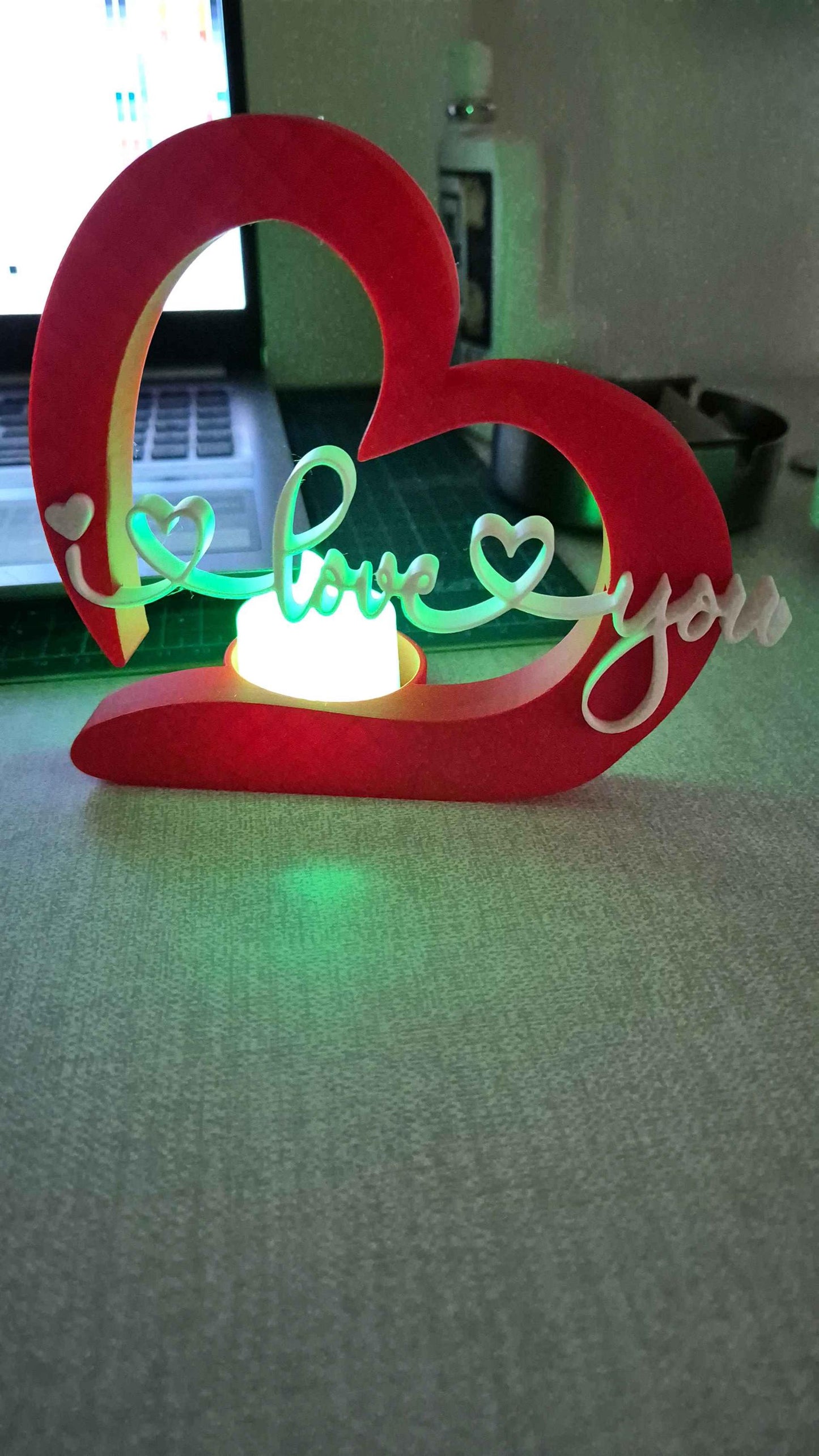 I Love You Tealight | Romantic Shadow LED & Tealight Decor Lamp