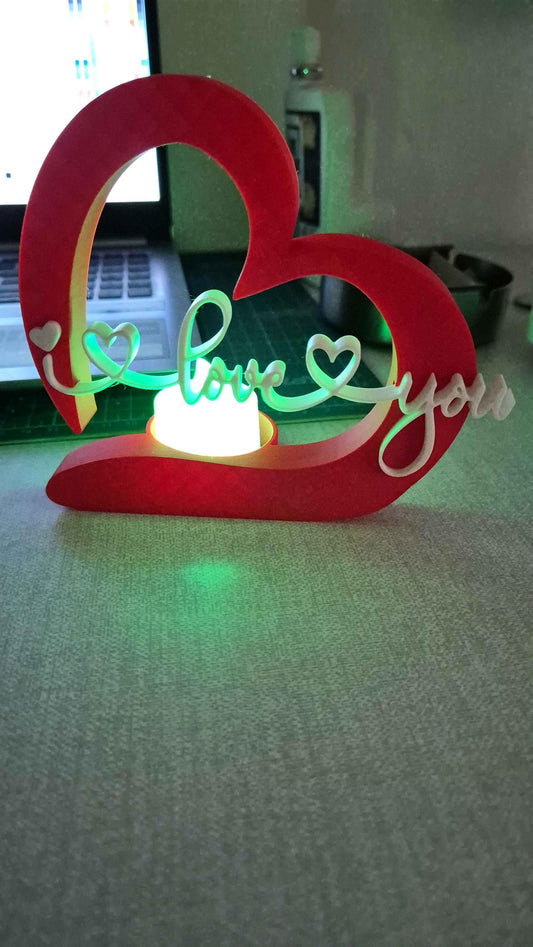 I Love You Tealight | Romantic Shadow LED & Tealight Decor Lamp