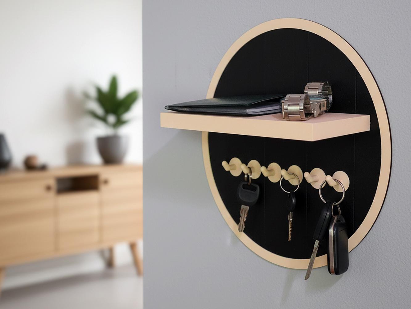Custom CWall Mounted Key Holder with Shelf | 3D Printed Entryway Organizer | Modern Home Key Rack | Housewarming Gift