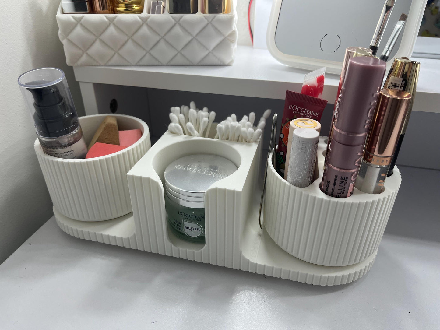 3D Printed Bathroom Organizer | Makeup & Vanity Storage Tray | Modern Cosmetic Holder | Countertop Organizer | Gift for Her