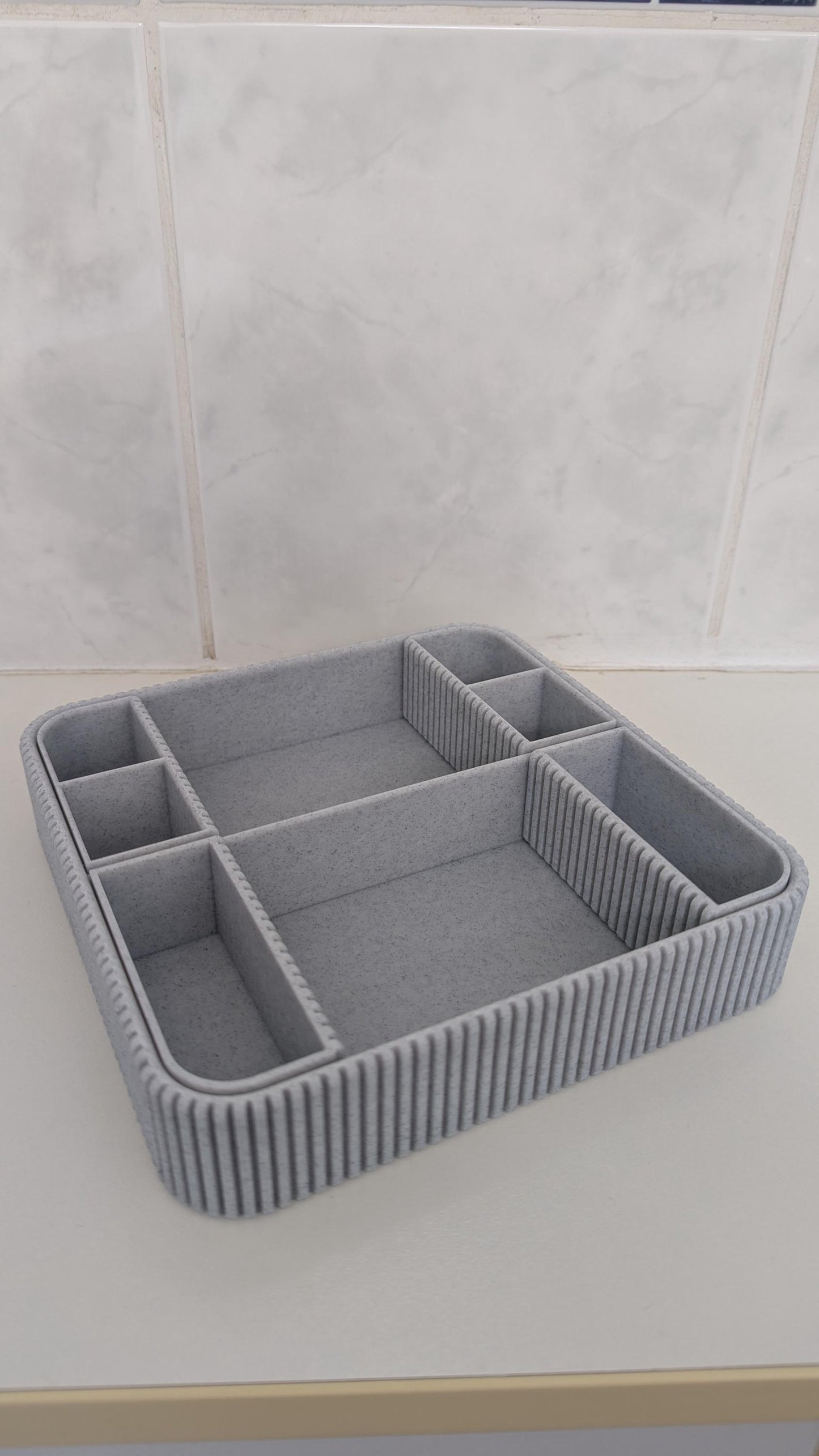 3D Printed Bathroom & Makeup Organizer | Modern Vanity Storage Tray | Desk, Office or Cosmetic Holder | Minimal Home Organization