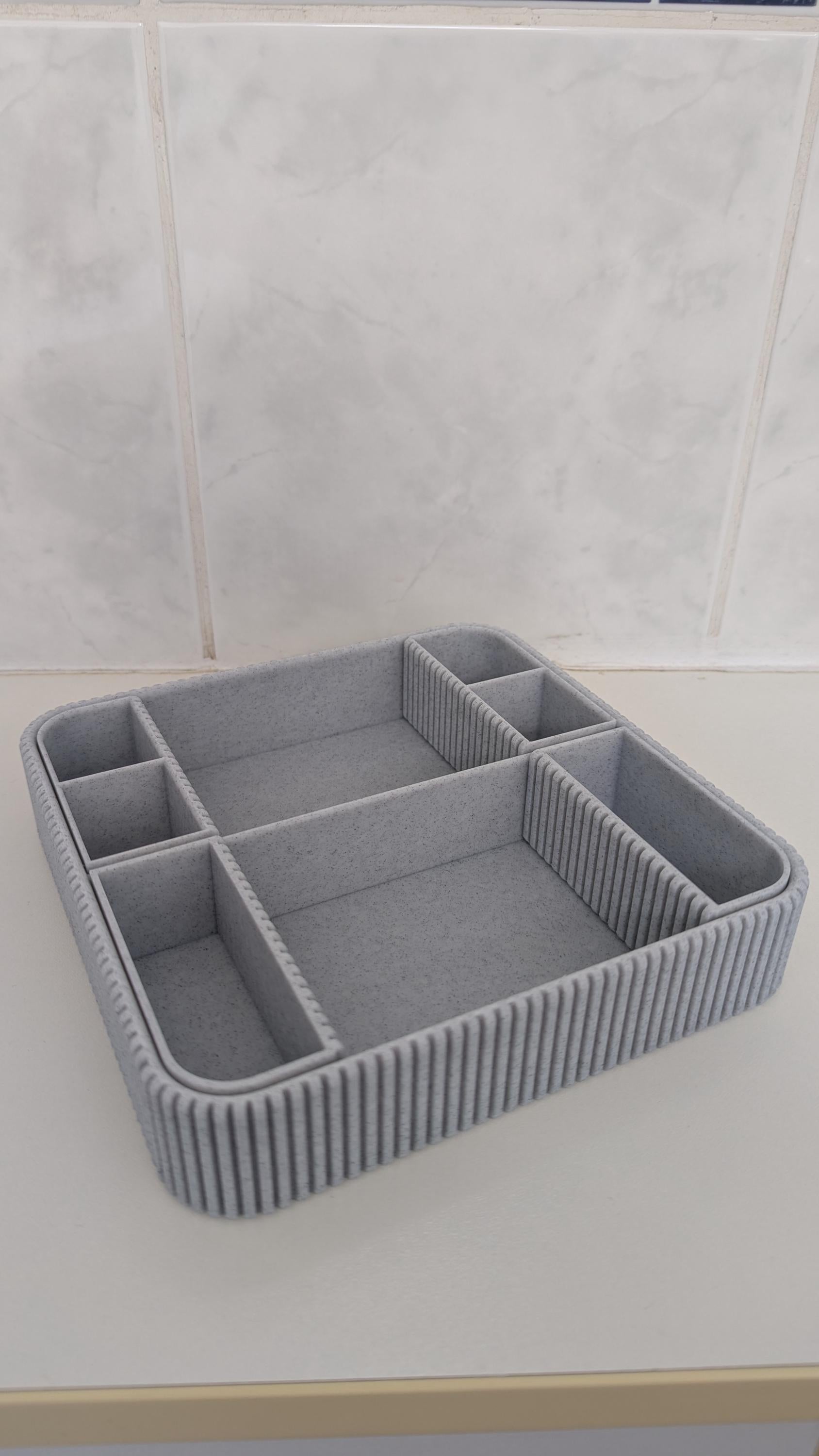 3D Printed Bathroom & Makeup Organizer | Modern Vanity Storage Tray | Desk, Office or Cosmetic Holder | Minimal Home Organization