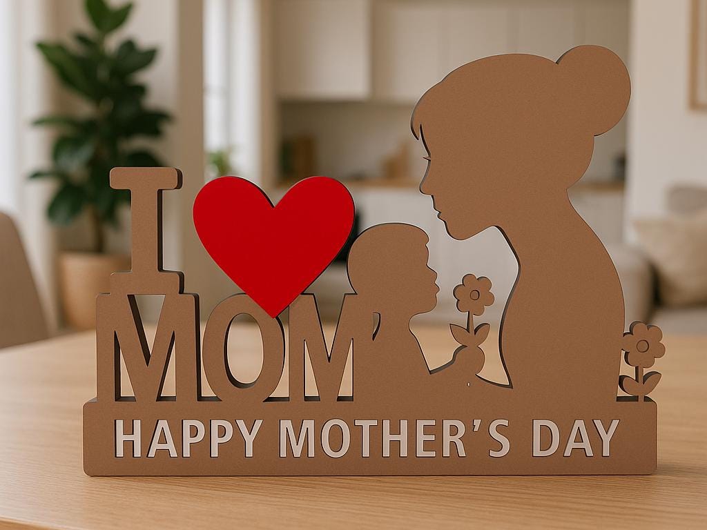 Personalized 3D Printed Mother’s Day Gift | Mom Mama Decor | Floral Heart Sign | Custom Mother Gift