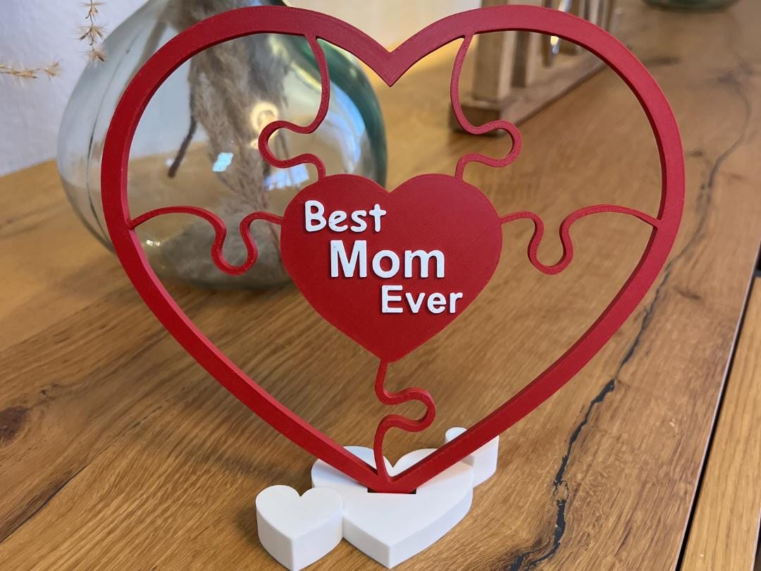 Personalized 3D Printed Mother’s Day Gift | Mom Mama Decor | Floral Heart Sign | Custom Mother Gift