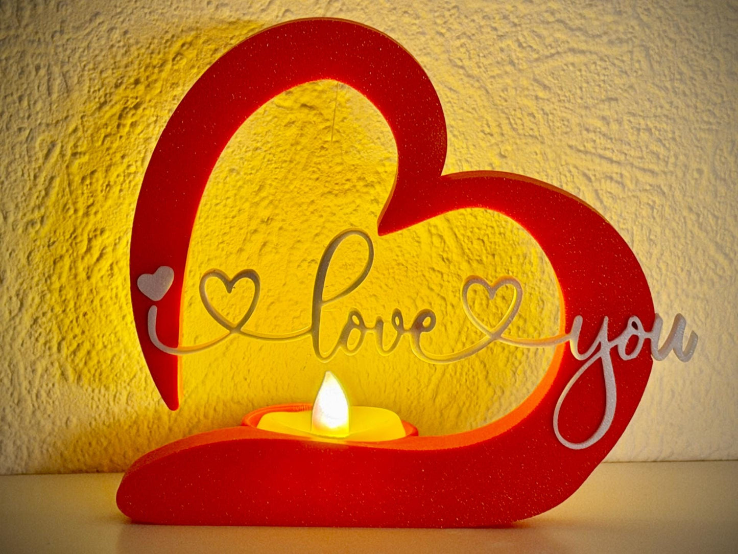 I Love You Tealight | Romantic Shadow LED & Tealight Decor Lamp
