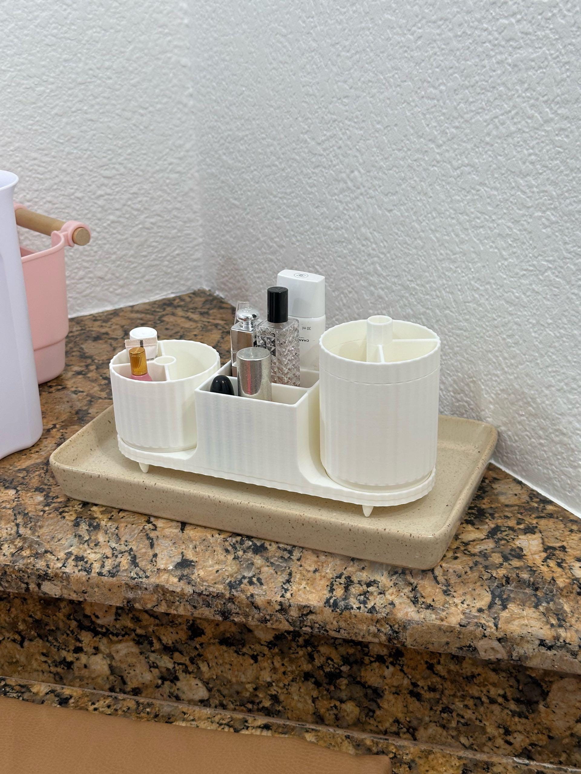 3D Printed Bathroom Organizer | Makeup & Vanity Storage Tray | Modern Cosmetic Holder | Countertop Organizer | Gift for Her