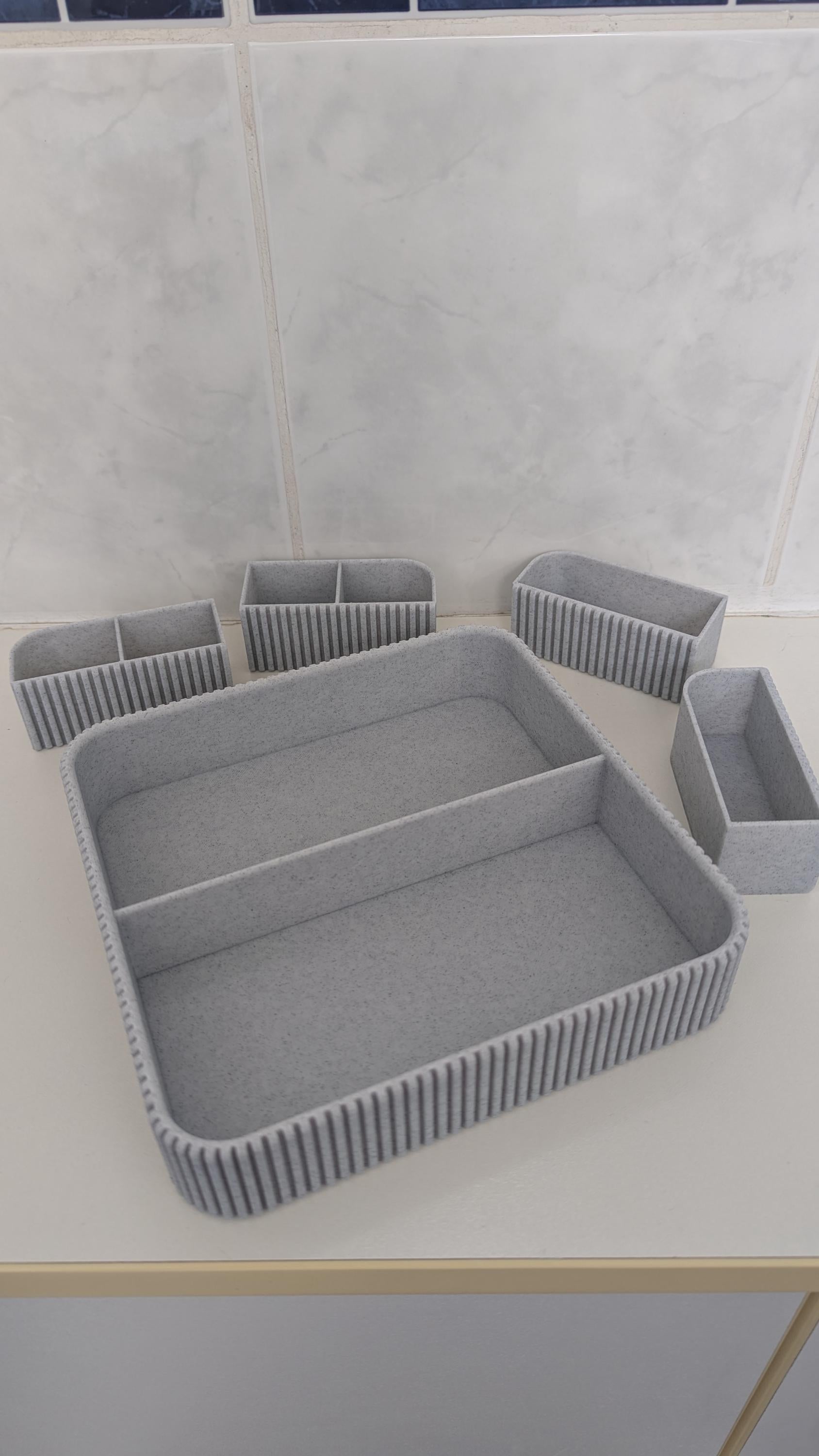 3D Printed Bathroom & Makeup Organizer | Modern Vanity Storage Tray | Desk, Office or Cosmetic Holder | Minimal Home Organization