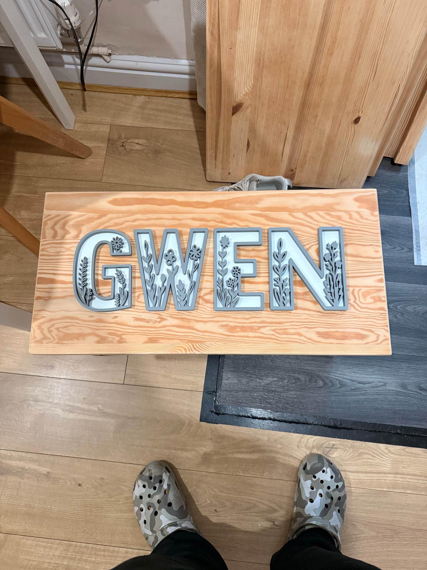Personalized 3D Printed Name Sign | Custom Letter & Name Decor | Floral Initial, Script Art | Nursery, Wedding or Home Gift