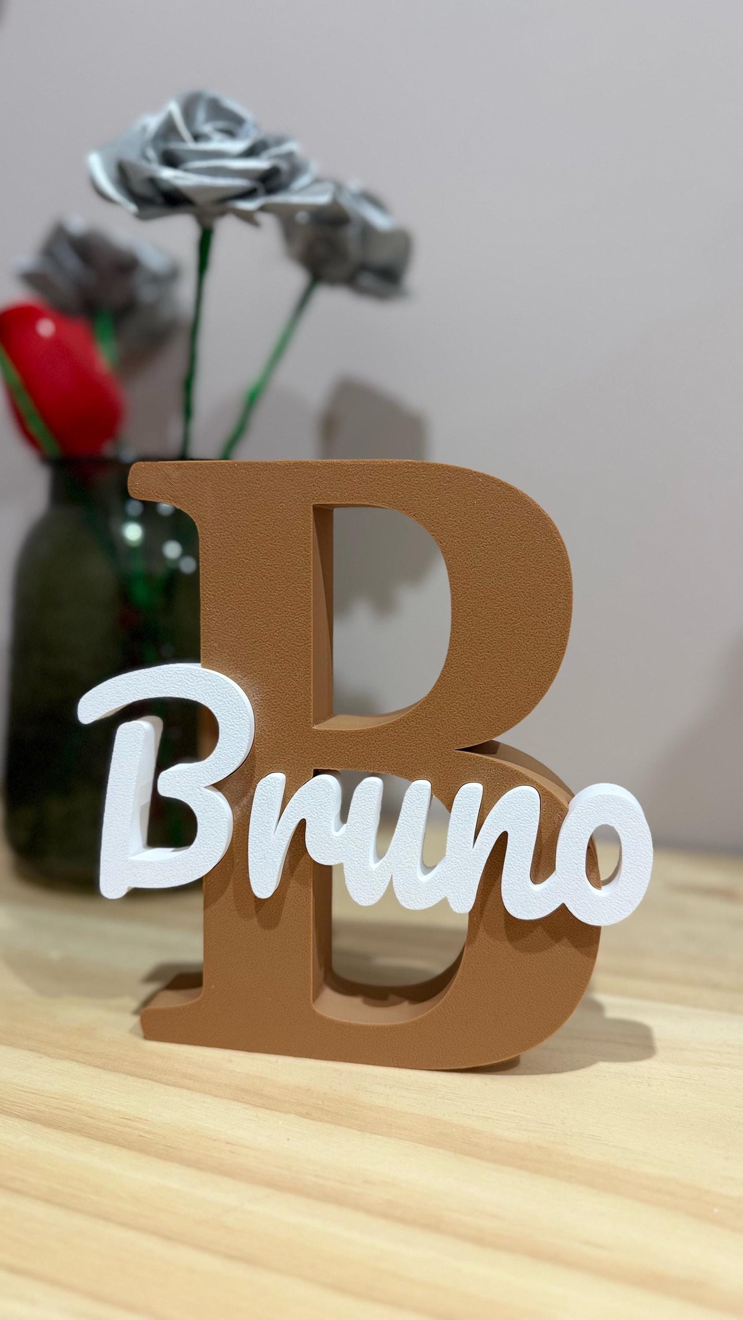 Personalized 3D Printed Name Sign | Custom Letter & Name Decor | Floral Initial, Script Art | Nursery, Wedding or Home Gift
