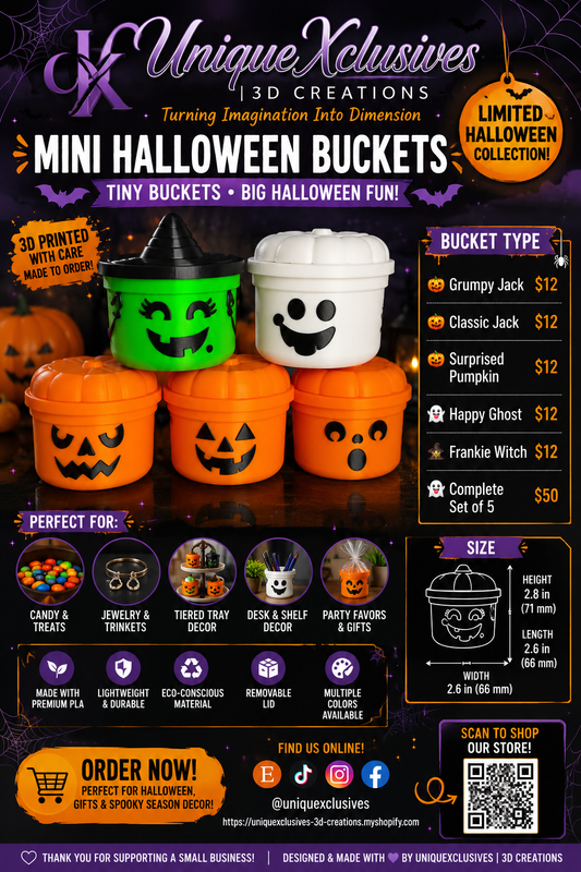 🎃 Mini Halloween Buckets – Adorable Halloween Decor & Candy Containers