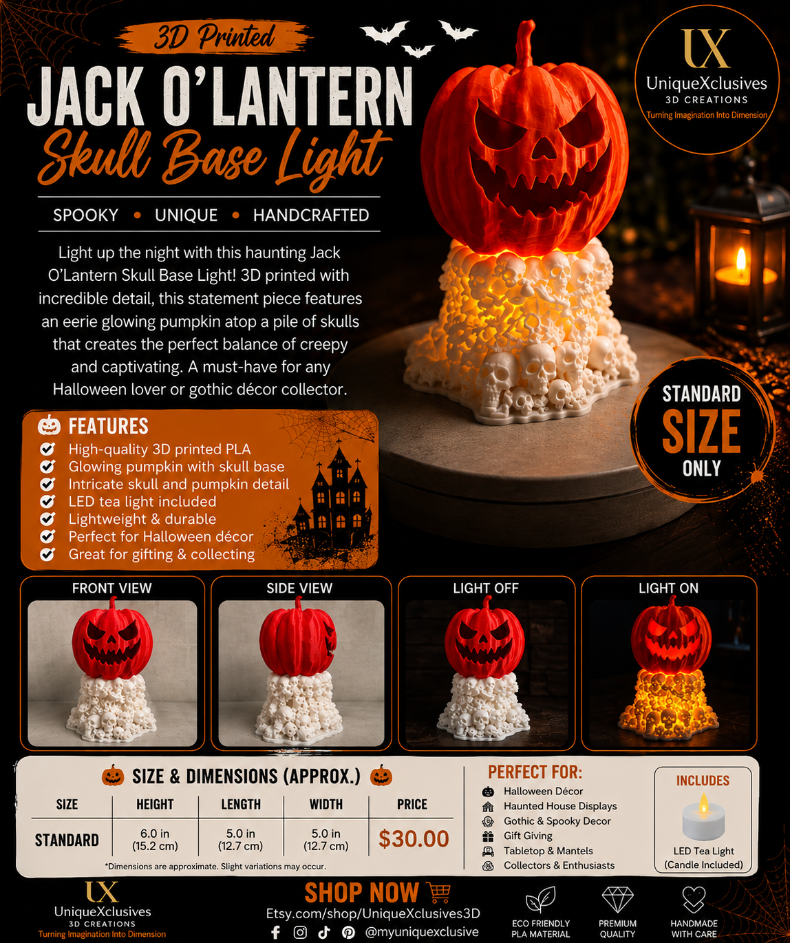 3D Printed Lighted Jack O Lantern