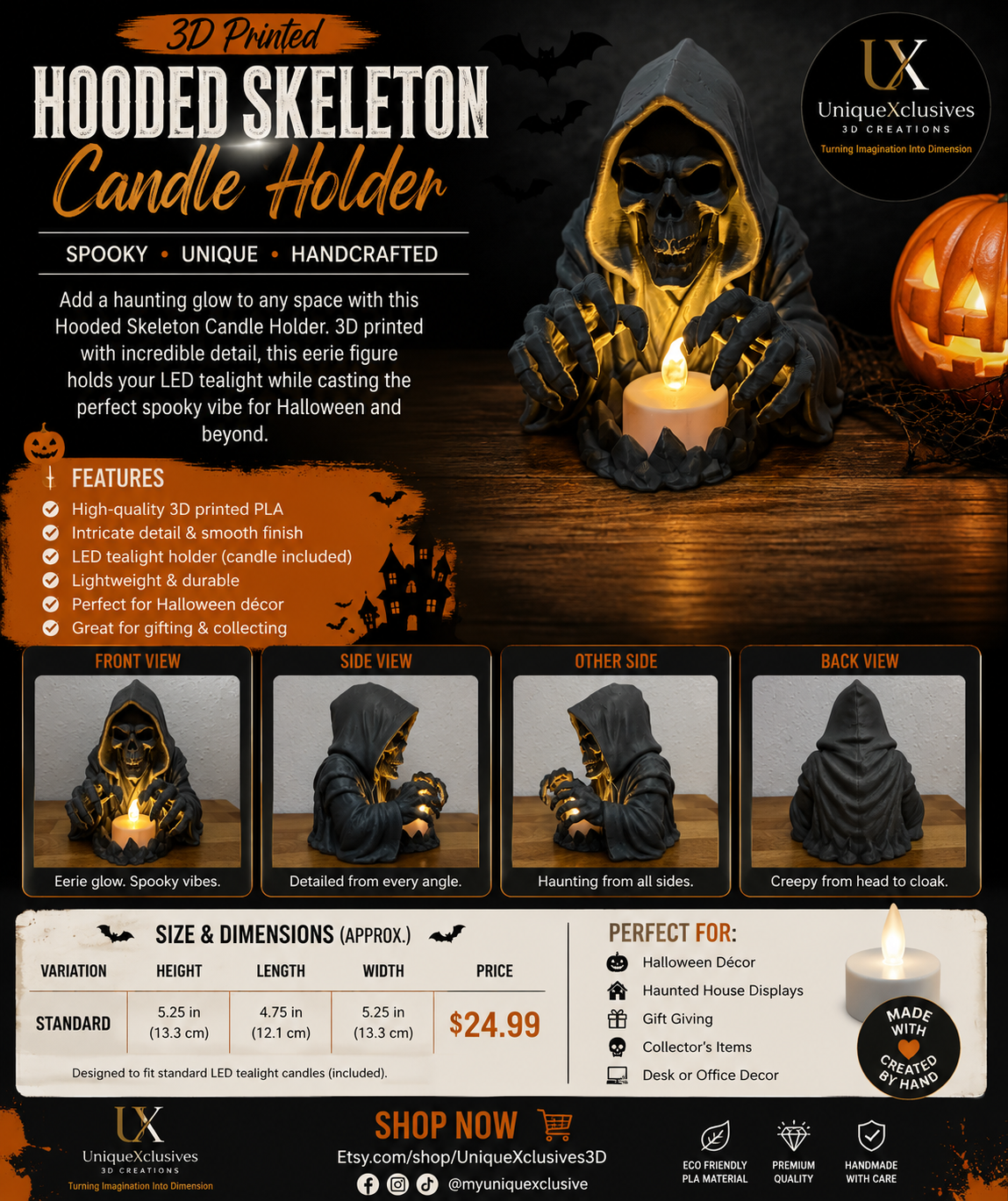 Grim Reaper Decor LED Tealight Holder