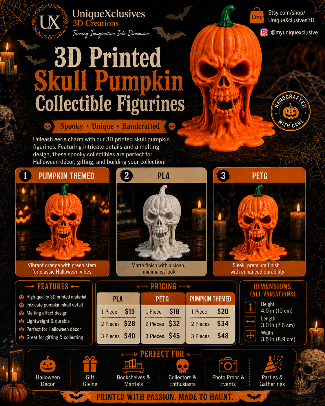 Melting Skull Gothic Fall Decor