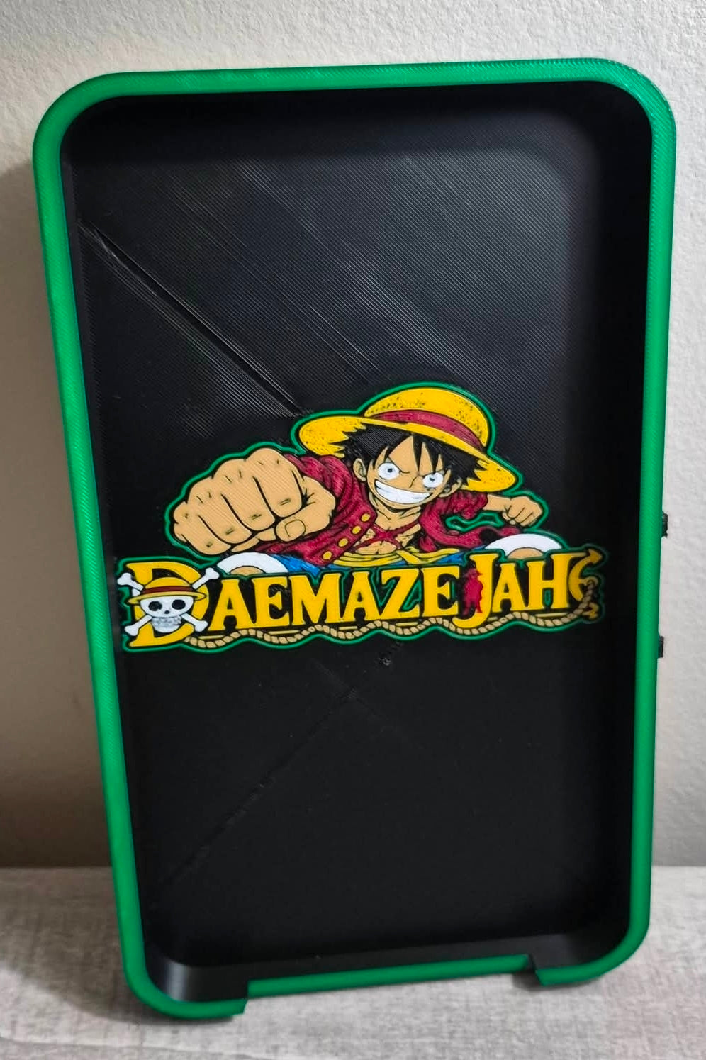 Luffy Inspired 3D Printed Anime Lamp & Desk Decor Set, Pirate Night Light Cover, Caddy & Tray, One Piece Inspired Anime Fan Gift